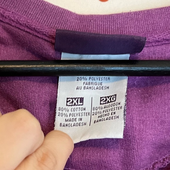Vintage 2XL Curves For Women 80s 90s Pearly Purple Vneck Athletic Sweatshirt - Picture 3 of 9